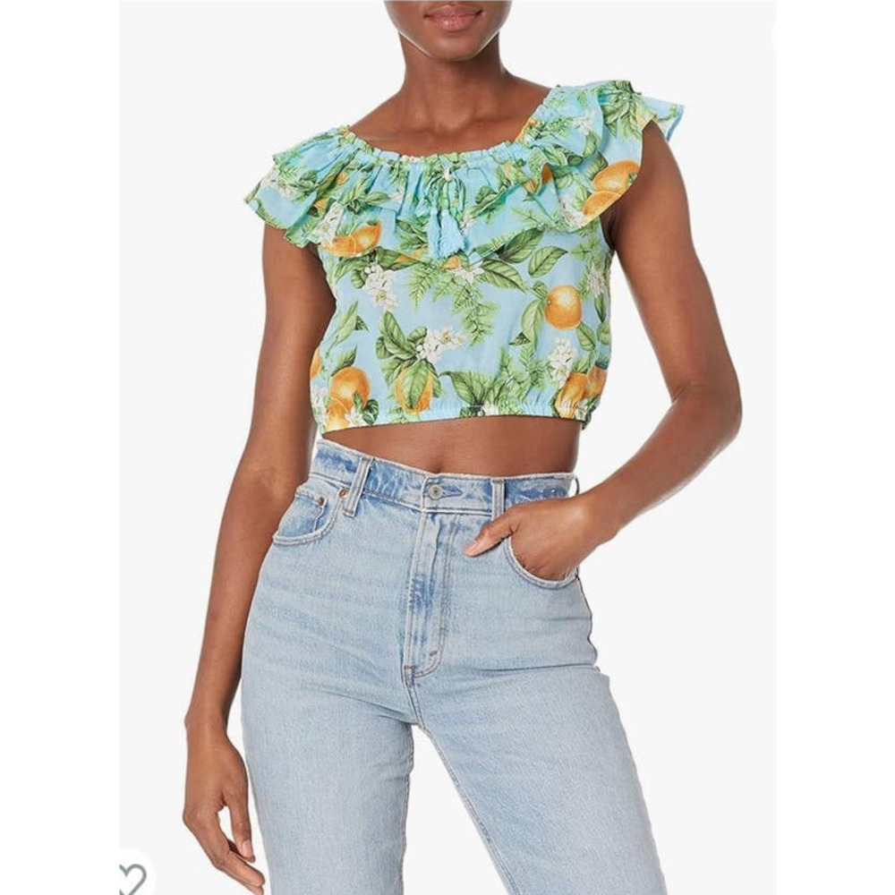 New BB Dakota Womans Sz Small Blue Zest for Life Top Layer Crop Top NWT